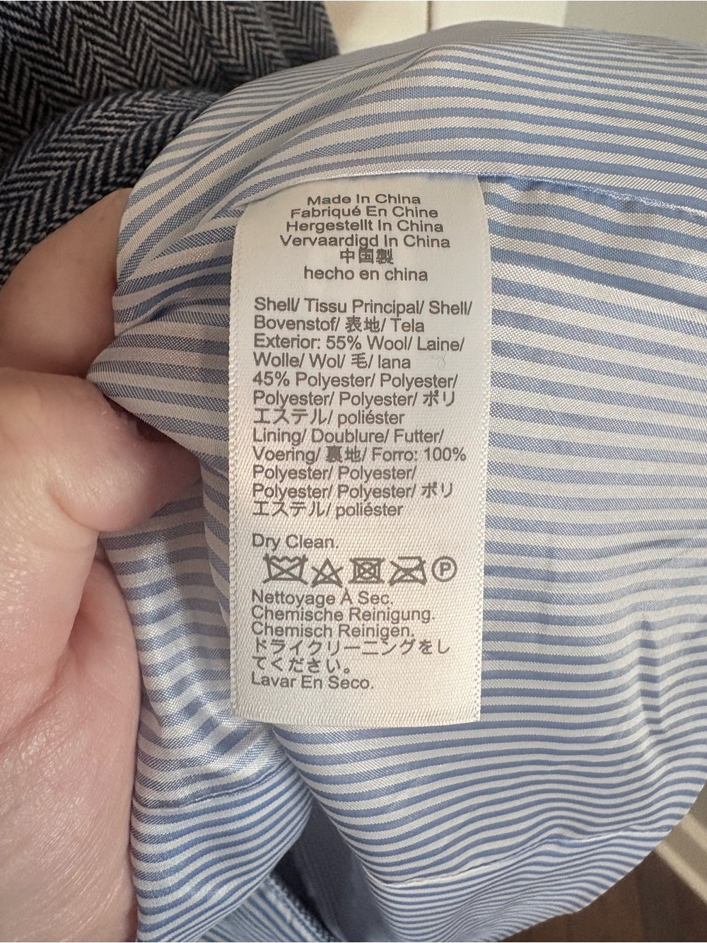 J.Crew Factory Herringbone Wool Blend Schoolboy Blazer Blue Size 4 - Picture 11 of 12